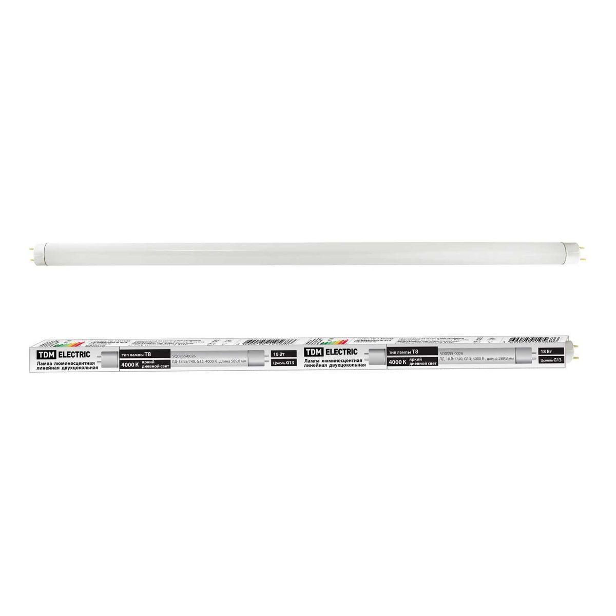 Лампа люминесцентная TDM Electric G13 18W 4000K белая SQ0355-0026