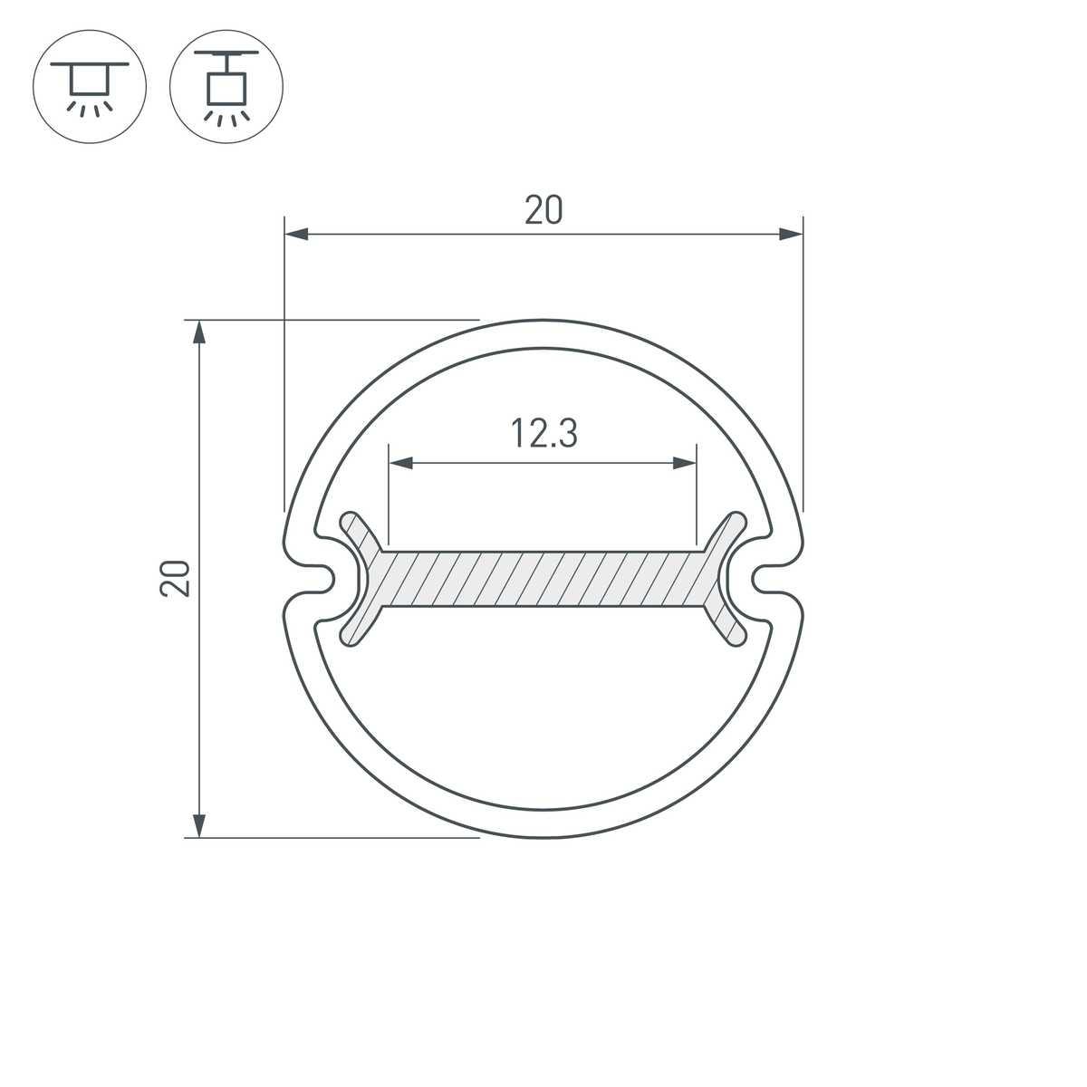 Профиль Arlight ARH-Round-D20-Dual-2000 Anod 039218