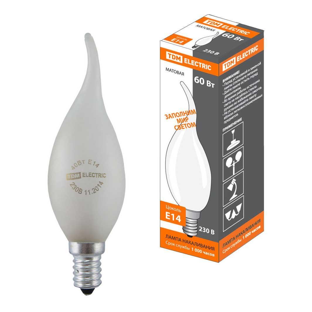 Лампа накаливания TDM Electric Е14 60W матовая SQ0332-0024