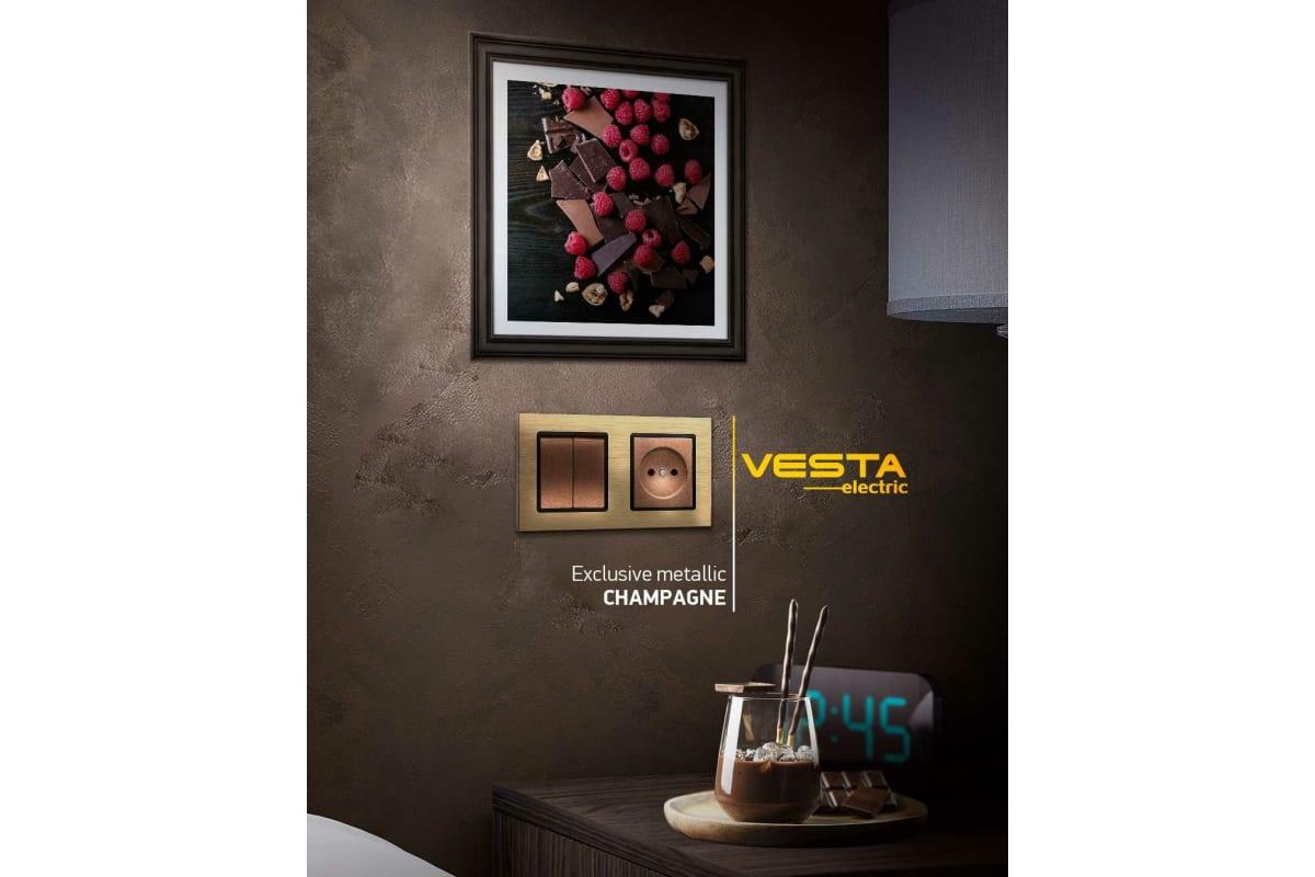 Рамка 5-постовая Vesta-Electric Exclusive Silver Champagne шампань FRM050501BSH