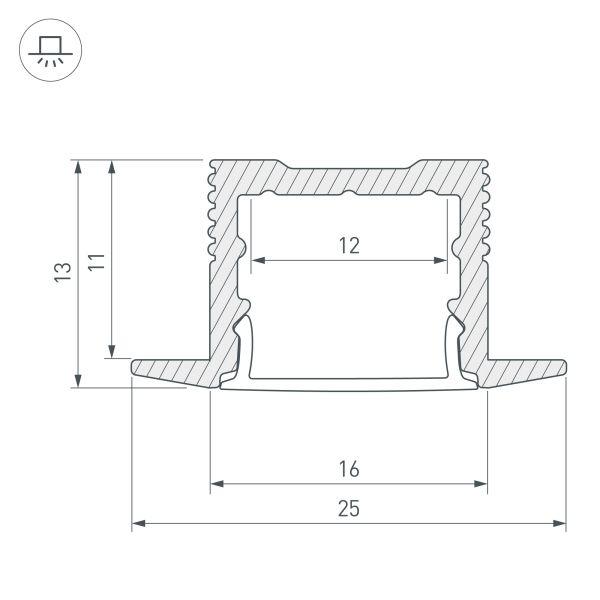 Профиль встраиваемый Arlight SL-Slim-H13M-F25-3000 Anod 036040