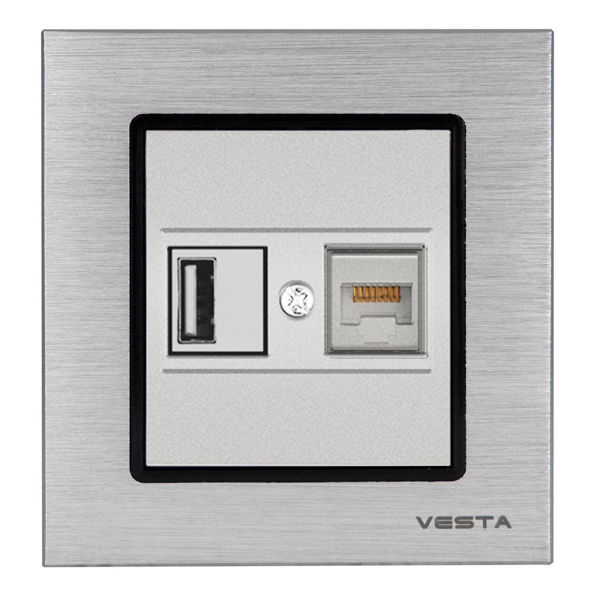 Розетка LAN/USB Vesta-Electric Exclusive Silver Metallic серебро FRZ00050502SRB