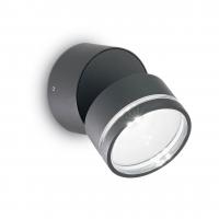 Уличный настенный светодиодный светильник Ideal Lux Omega Ap Round Antracite 4000K 172552
