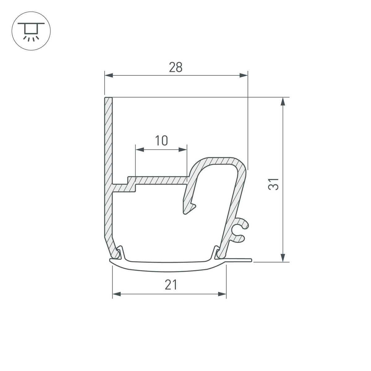 Профиль Arlight Stretch-S-20-Wall-Side-2000 040701