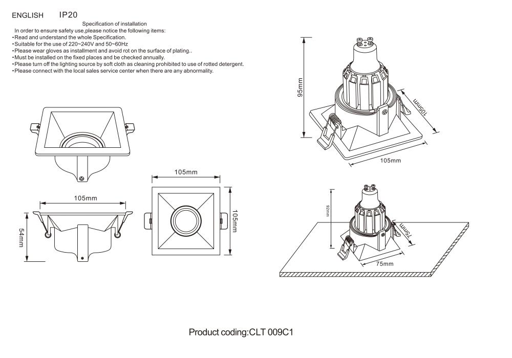 Встраиваемый светильник Crystal Lux CLT 009C1 BL