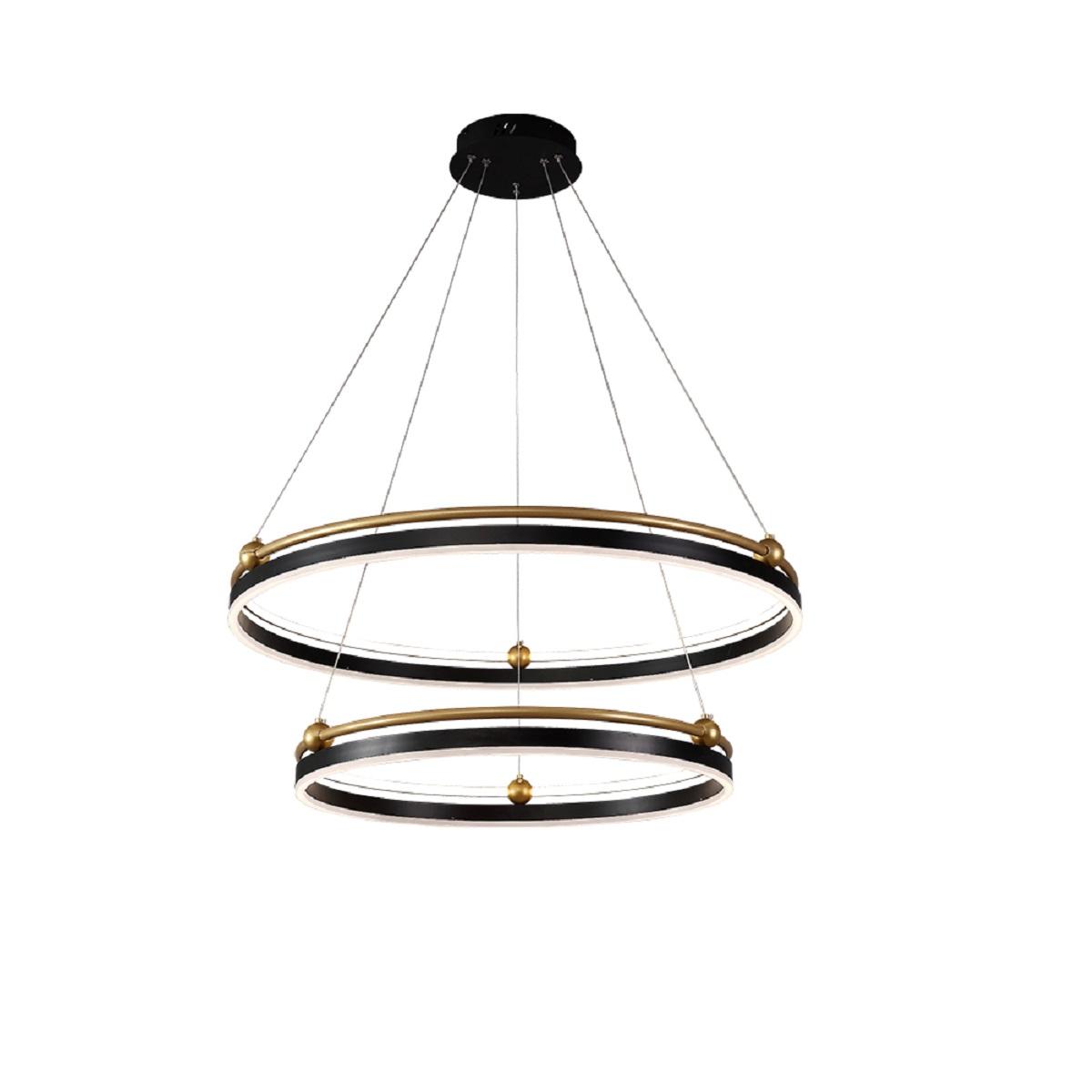 Подвесная люстра Crystal Lux FERNANDO SP123W LED D600+800 BLACK/GOLD