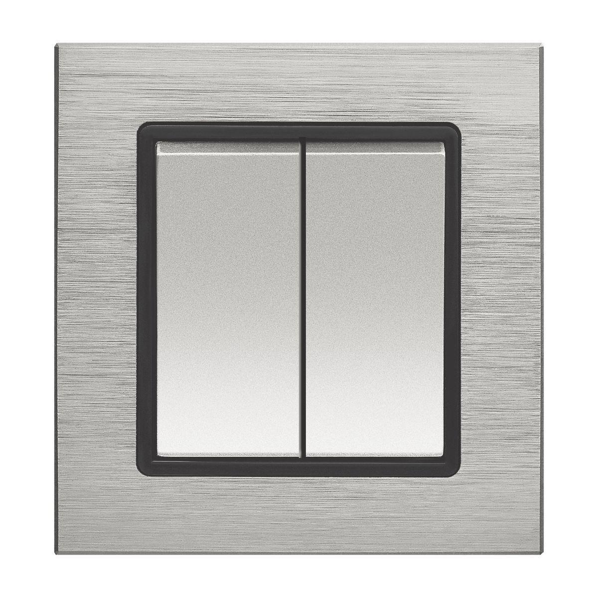 Выключатель двухклавишный Vesta-Electric Exclusive Silver Metallic серебро FVK050203SER