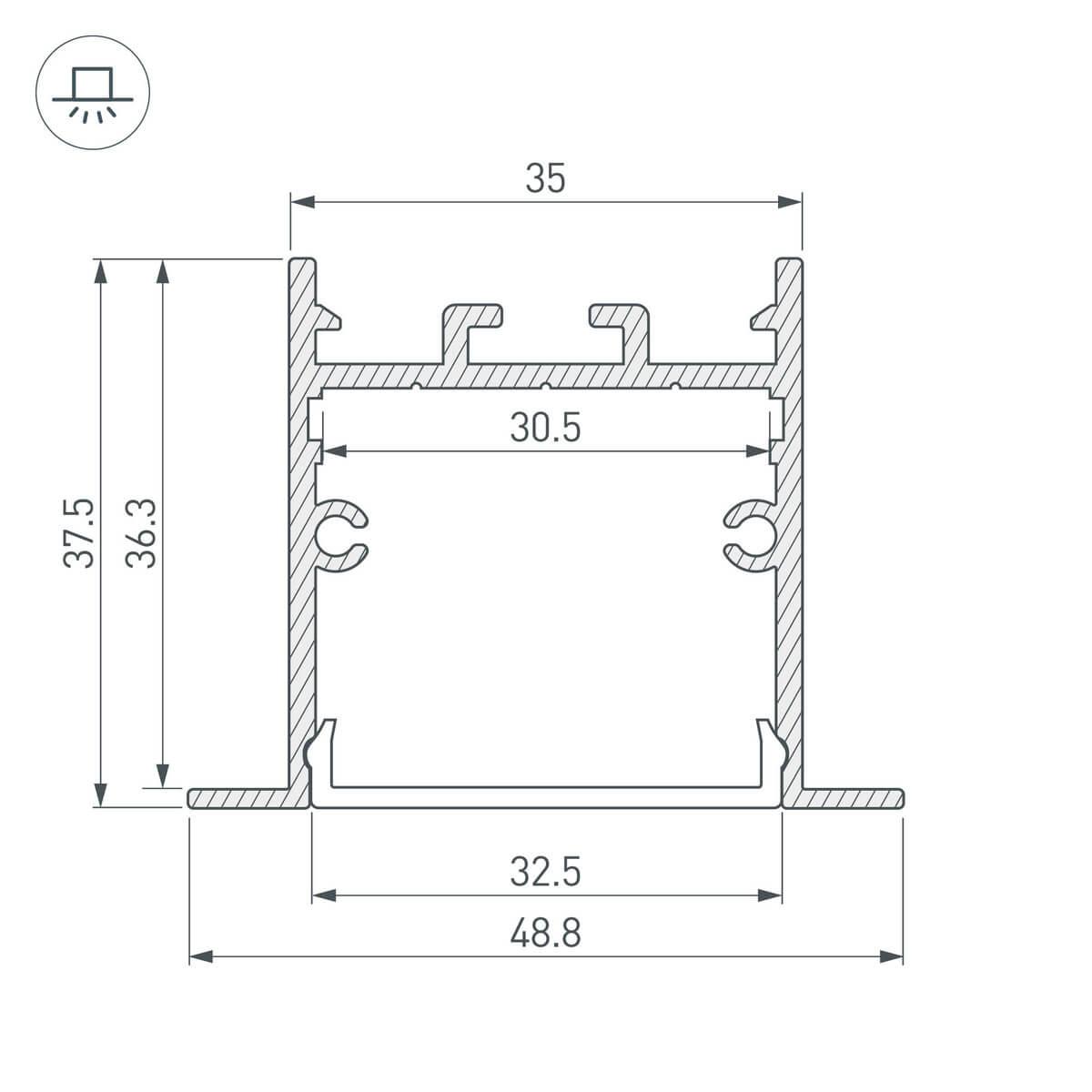 Профиль Arlight SL-LINIA49S-F-2000 ANOD BLACK 039389