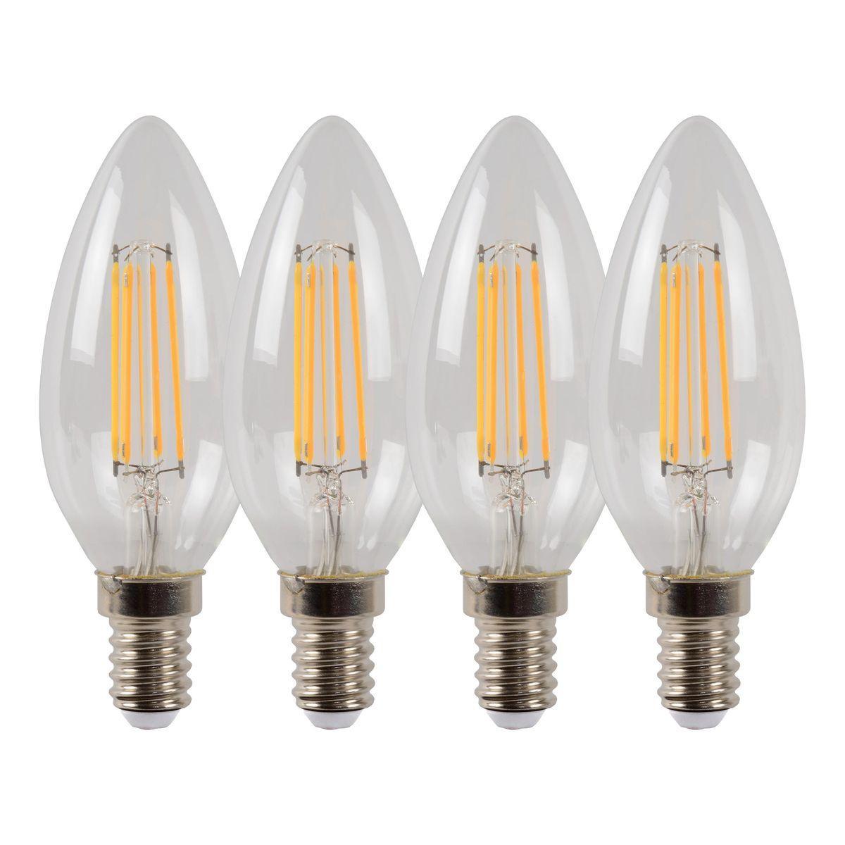 Лампа светодиодная диммируемая Lucide E14 4W 2700K прозрачная 49023/14/60