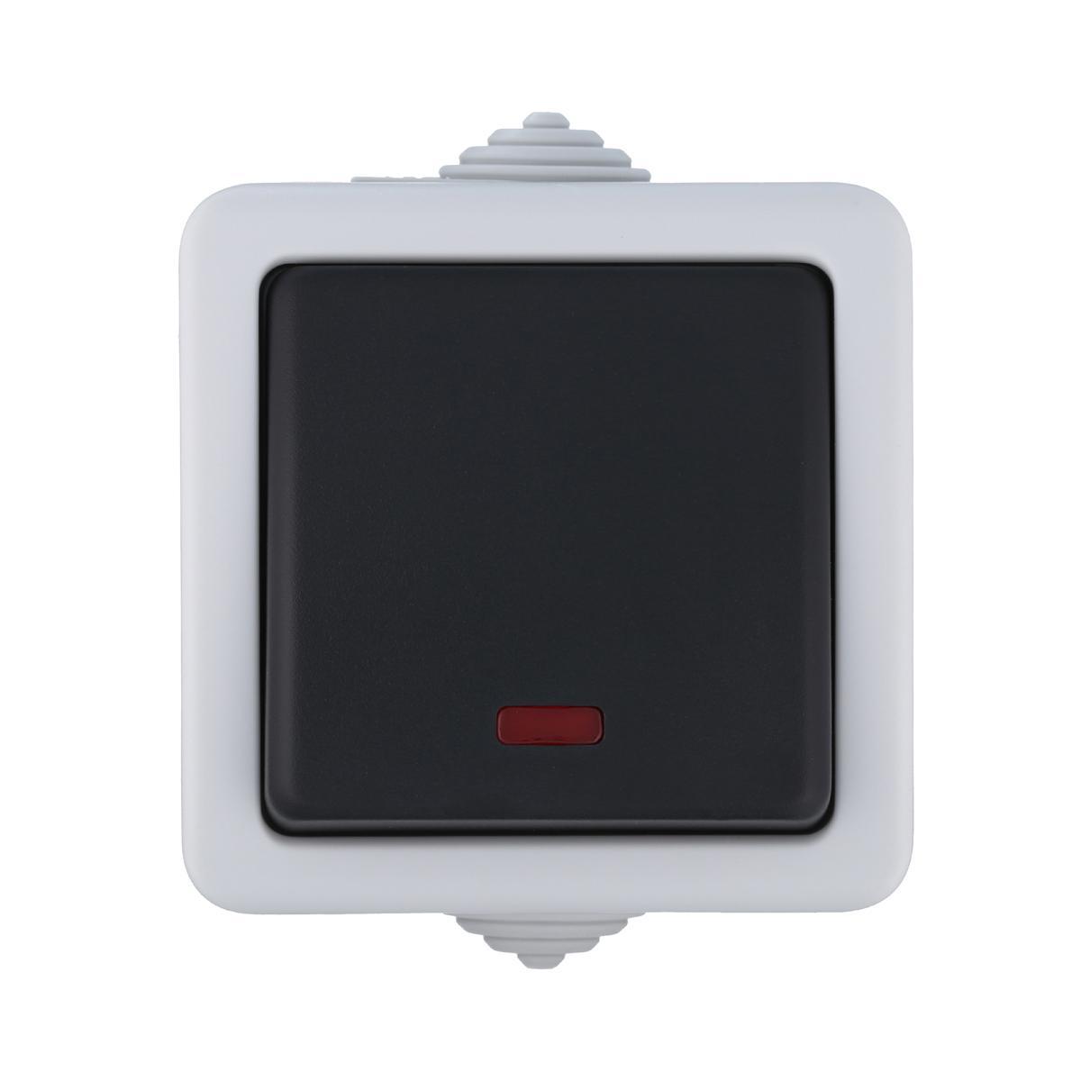 Переключатель LK Studio одноклавишный с 2 мест с индикатором (схема 6L), EF600SW, 16 A (серый) 80005