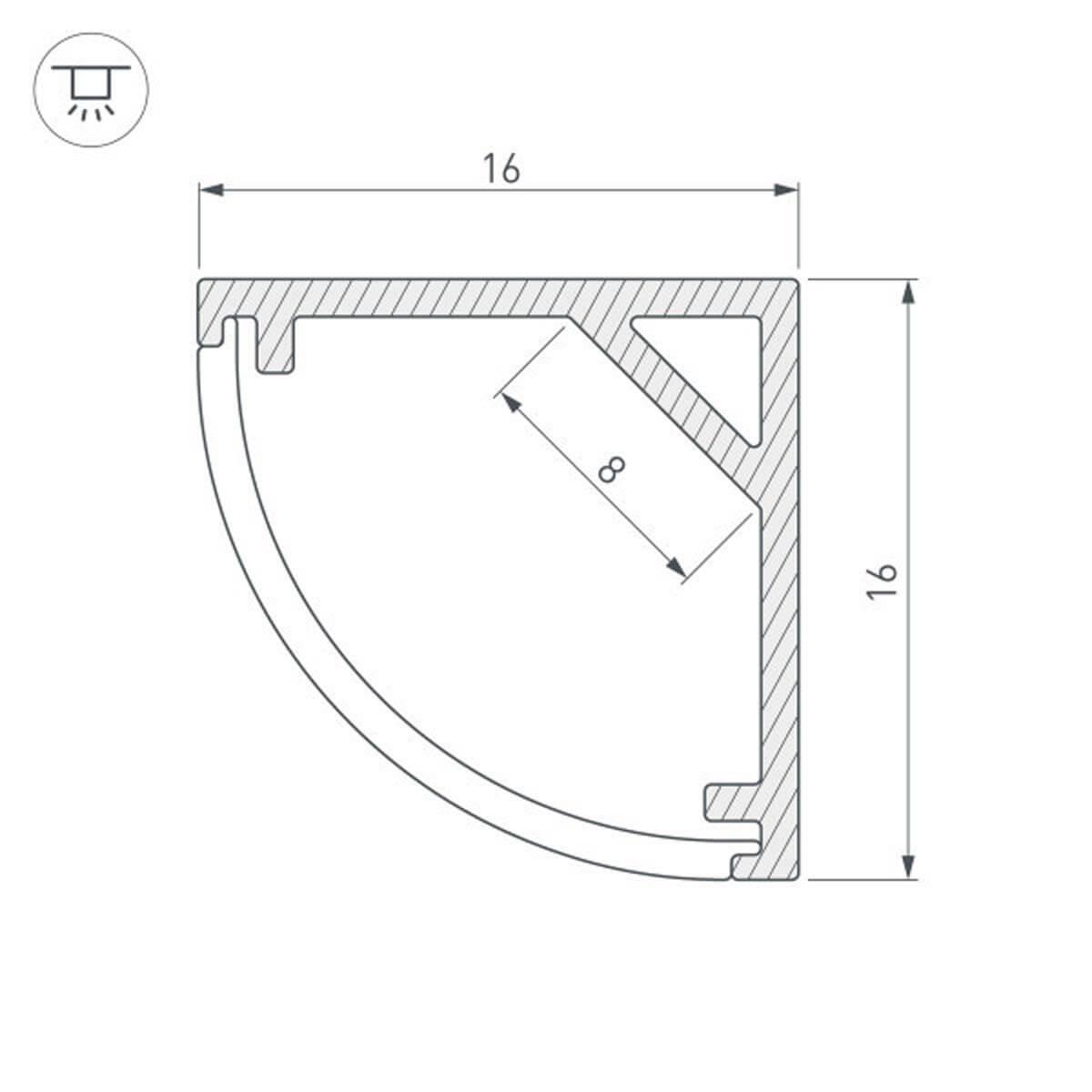 Профиль Arlight SL-KANT-H16-3000 ANOD 036041