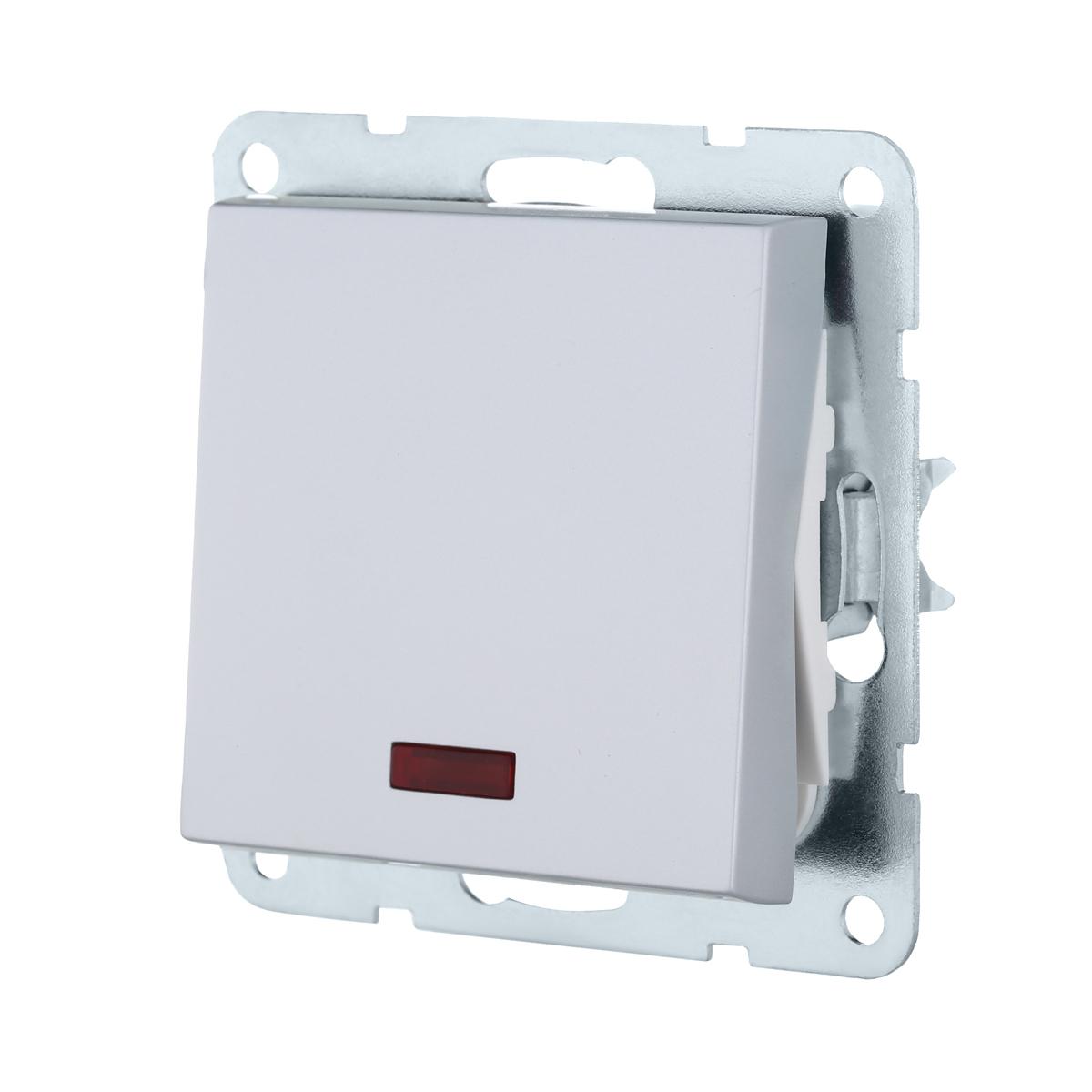 Переключатель LK Studio 1-кл., на 2 направления, c индикатором (схема 6L) 16 A, 250 B (серебристый металлик) LK80 840403-1