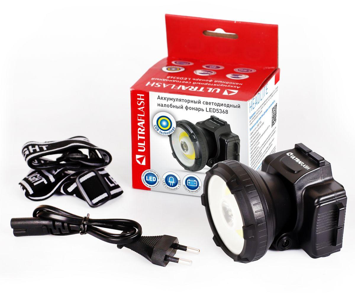 Налобный светодиодный фонарь Ultraflash Headlite аккумуляторный 90х75 160 лм LED5368 14452