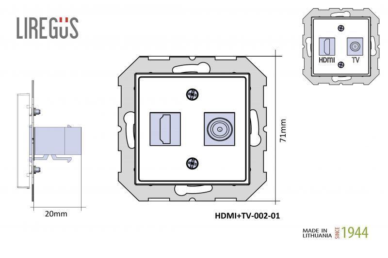 Розетка HDMI/TV оконечная Liregus Epsilon антрацит 28-1132