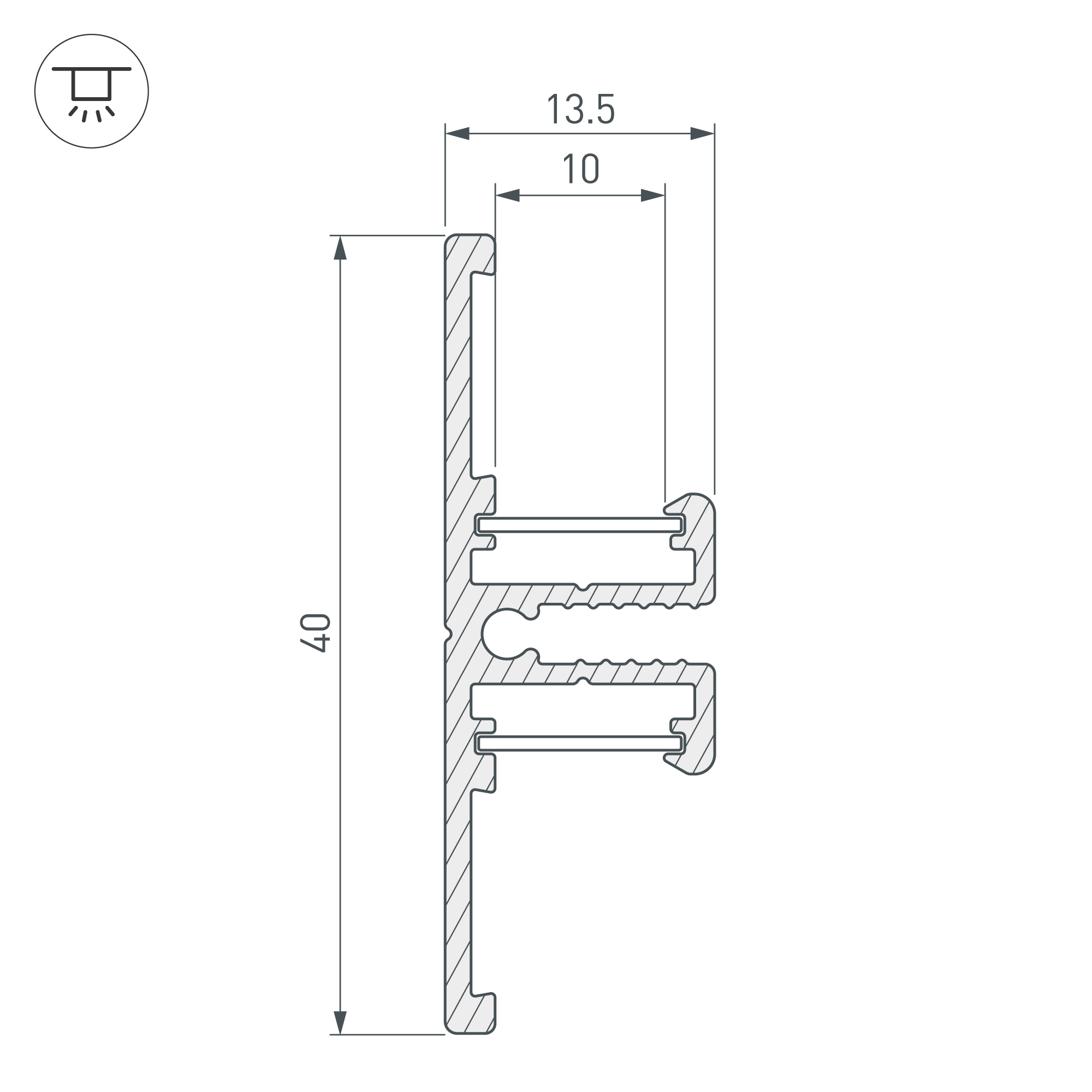 Профиль TOP-BACK-2000 ANOD (P10) (Arlight, Алюминий)