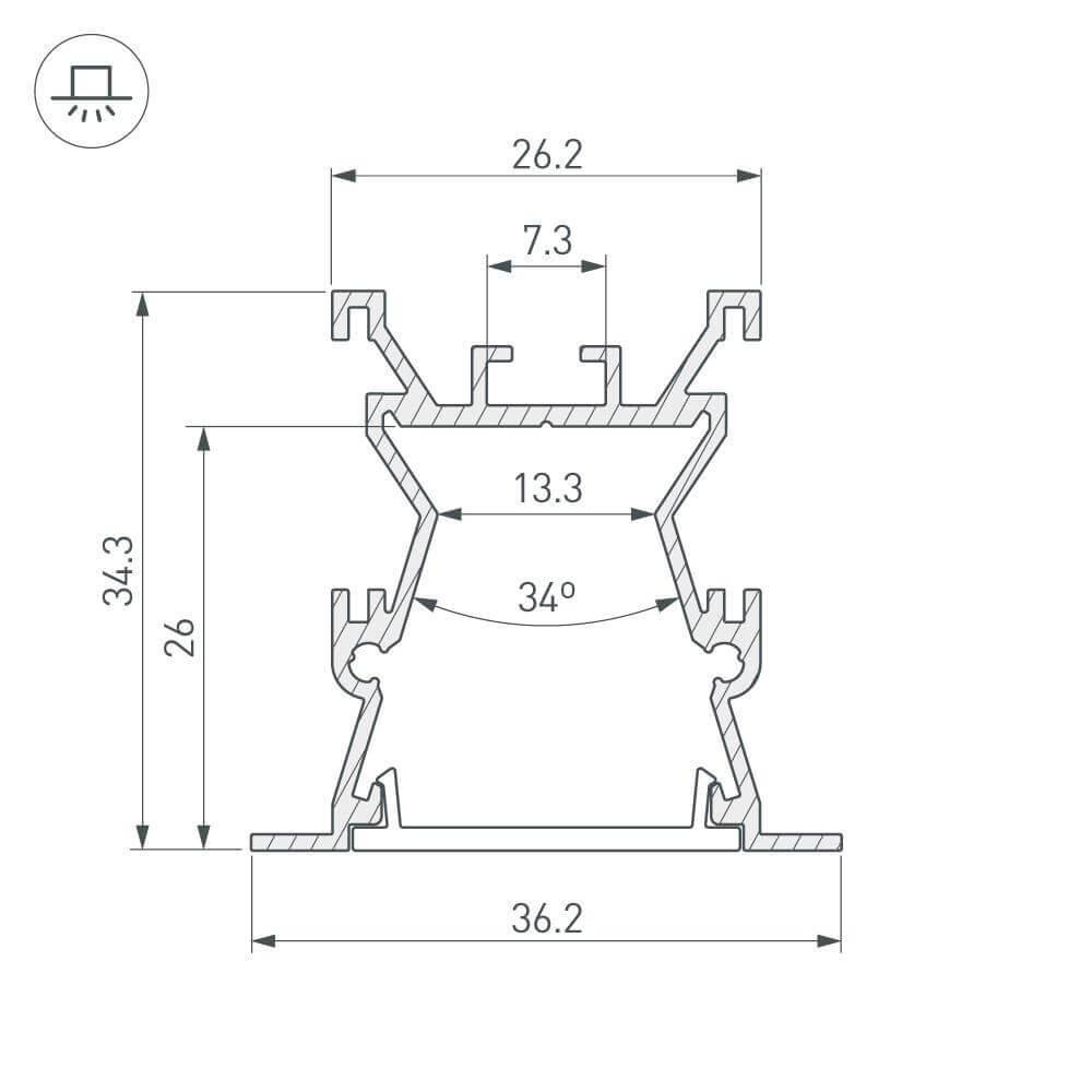 Профиль с рассеивателем Arlight ALU-WIDE-FL-H35-2000 ANOD+FROST 027887
