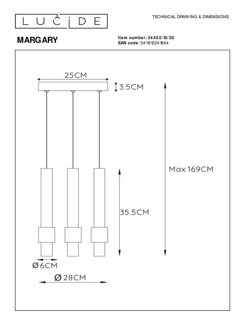 Подвесная светодиодная люстра Lucide Margary 24402/15/30