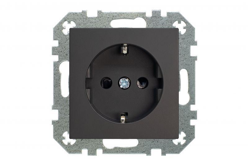 Розетка 2P Liregus Retro со шторками черный матовый 29-225