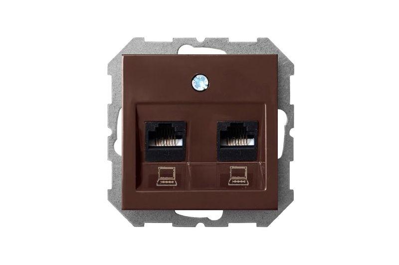 Розетка 2хRJ45 Liregus Epsilon коричневый 28-1451