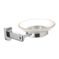 "Омега" Аксессуары для ванной, мыльница стеклянная с настенным держателем, хром