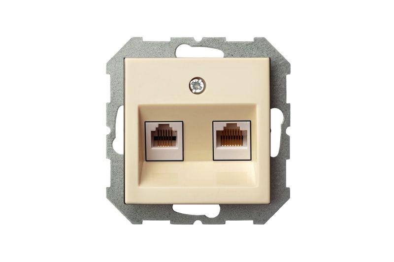 Розетка 2хRJ11 Liregus Epsilon бежевый 28-081