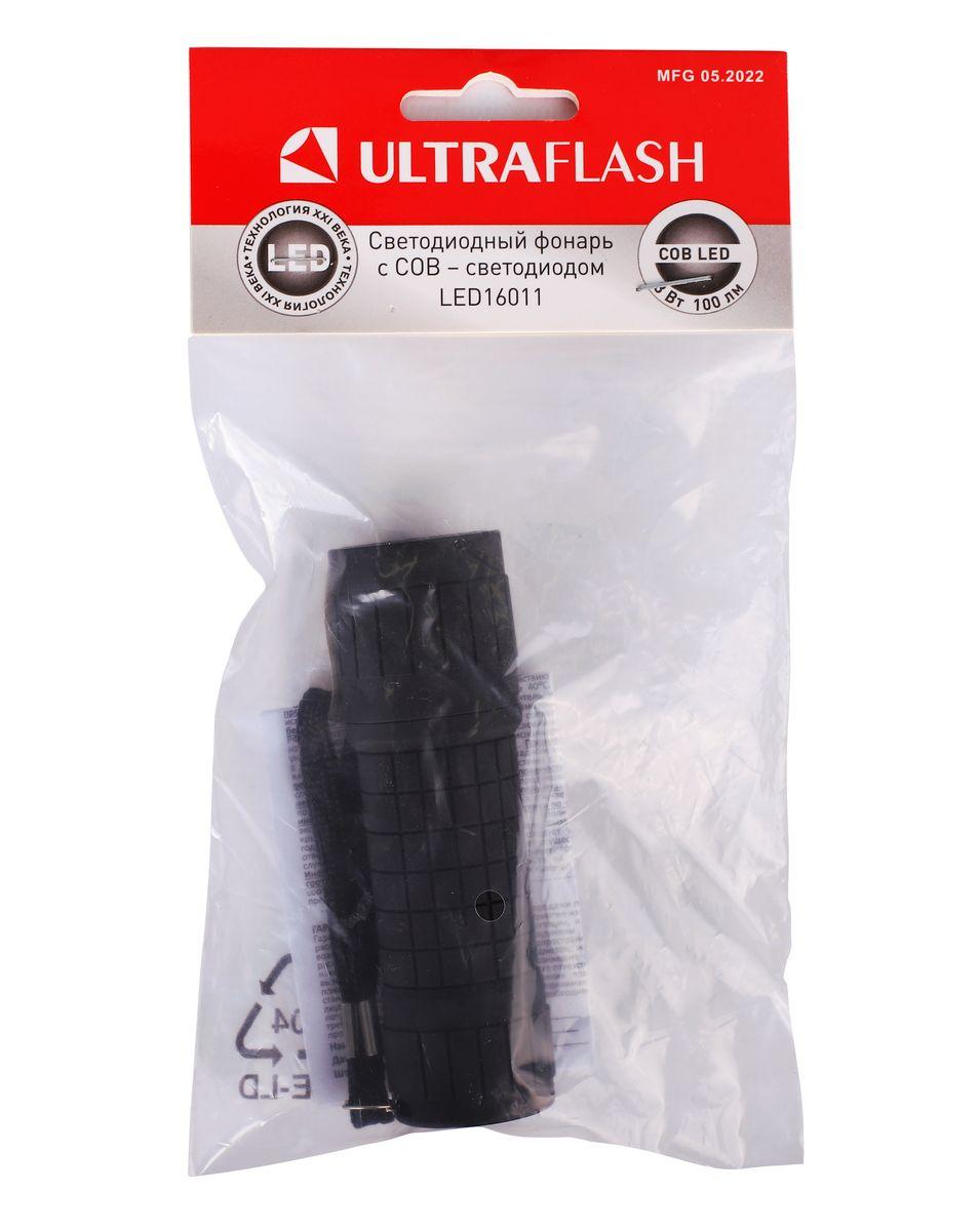 Ручной светодиодный фонарь Ultraflash Т от батареек 95х30 100 лм LED16011 14773