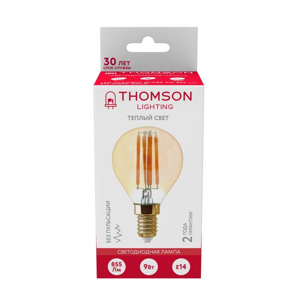 Лампа светодиодная филаментная Thomson E14 9W 2400K шар прозрачная TH-B2123