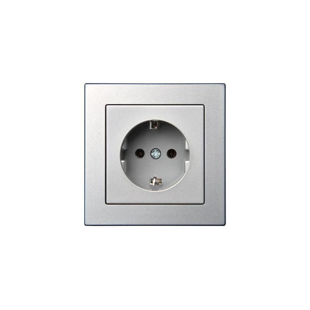 Розетка 2P+E Liregus Epsilon серебро 28-176