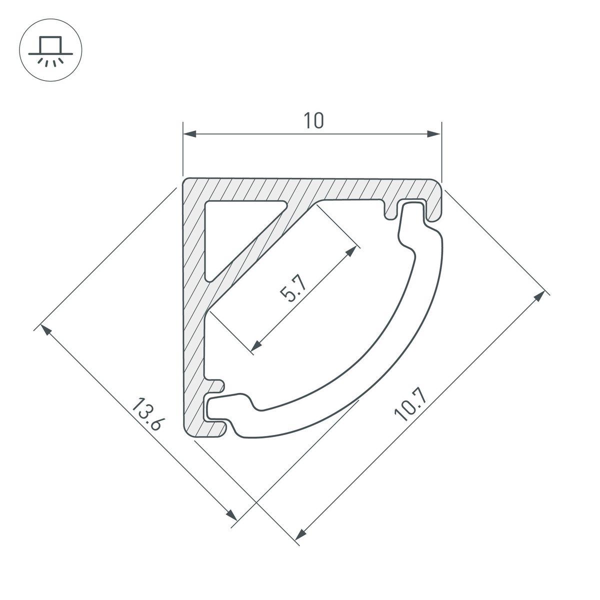 Профиль Arlight ARH-Kant-H10-2000 Anod 036321