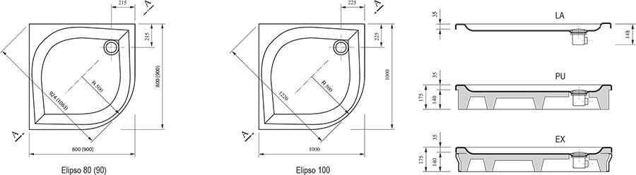 Душевой поддон Ravak Elipso-80 EX