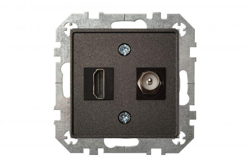 Розетка HDMI/TV оконечная Liregus Epsilon антрацит 28-1132