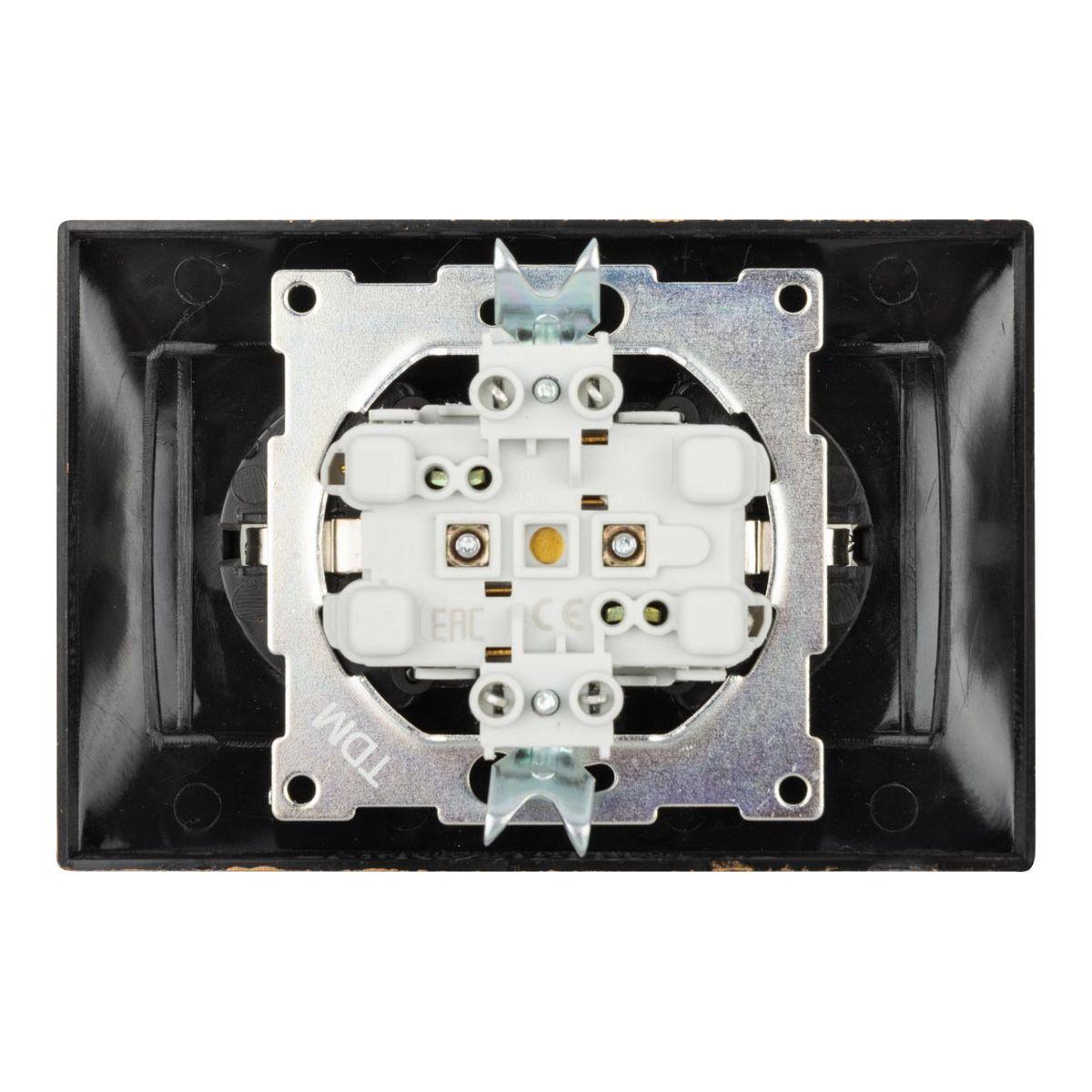 Розетка двойная 2P+PE TDM Electric Лама со шторками бронза SQ1815-0754