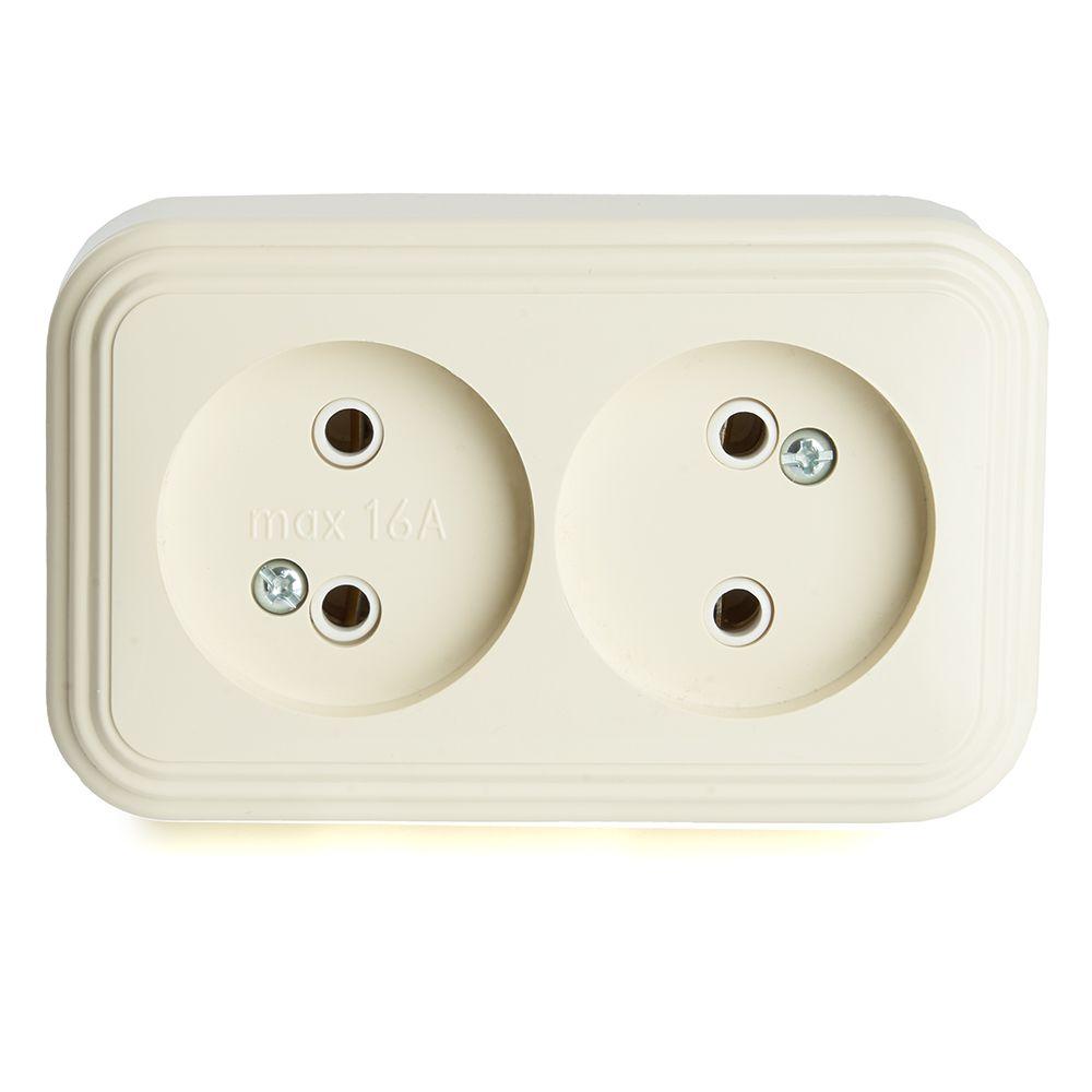 Розетка двойная 2P Stekker Брест слоновая кость PST16-30-20 49057