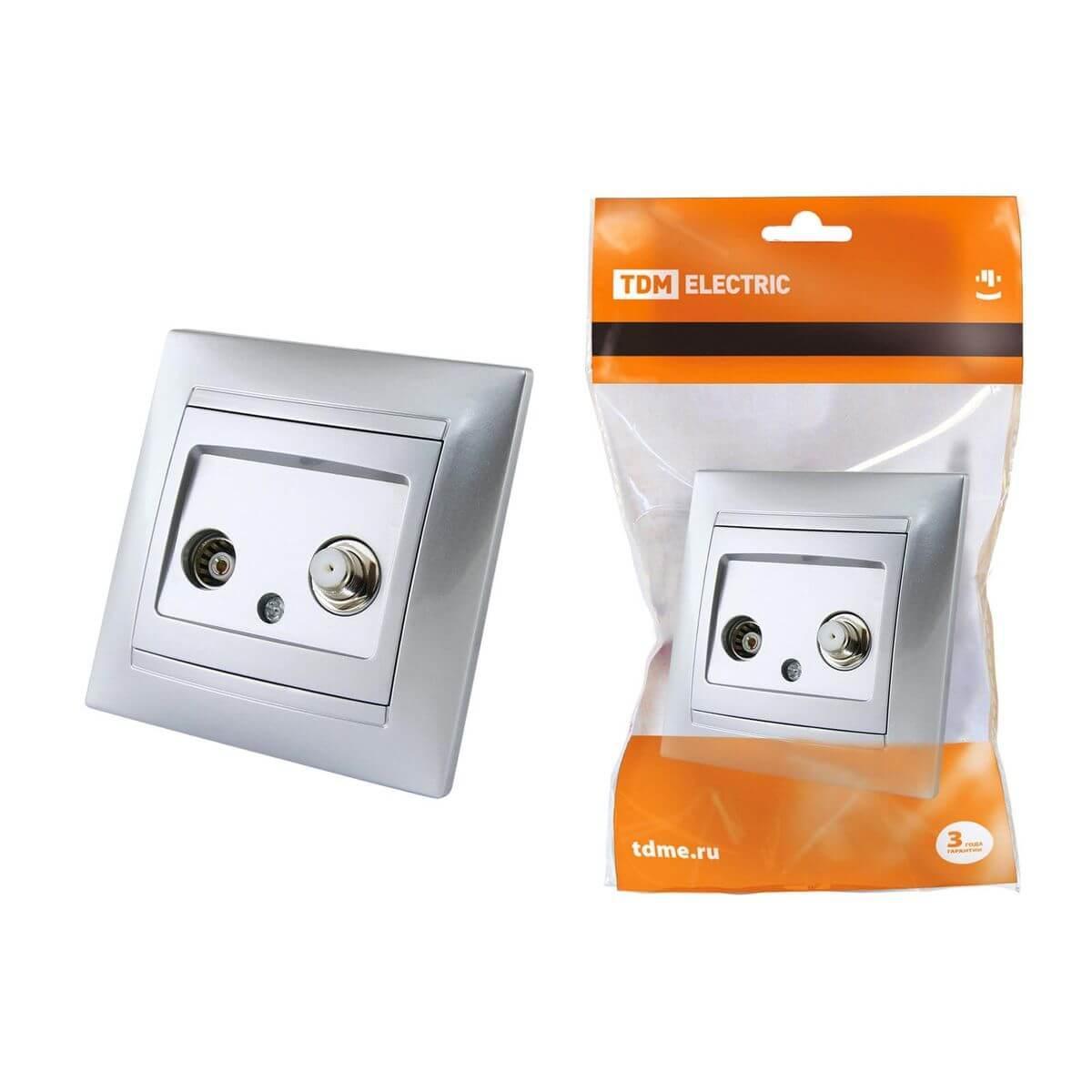 Розетка телевизионная TV/SAT TDM Electric Лама серебристый металлик SQ1815-0220