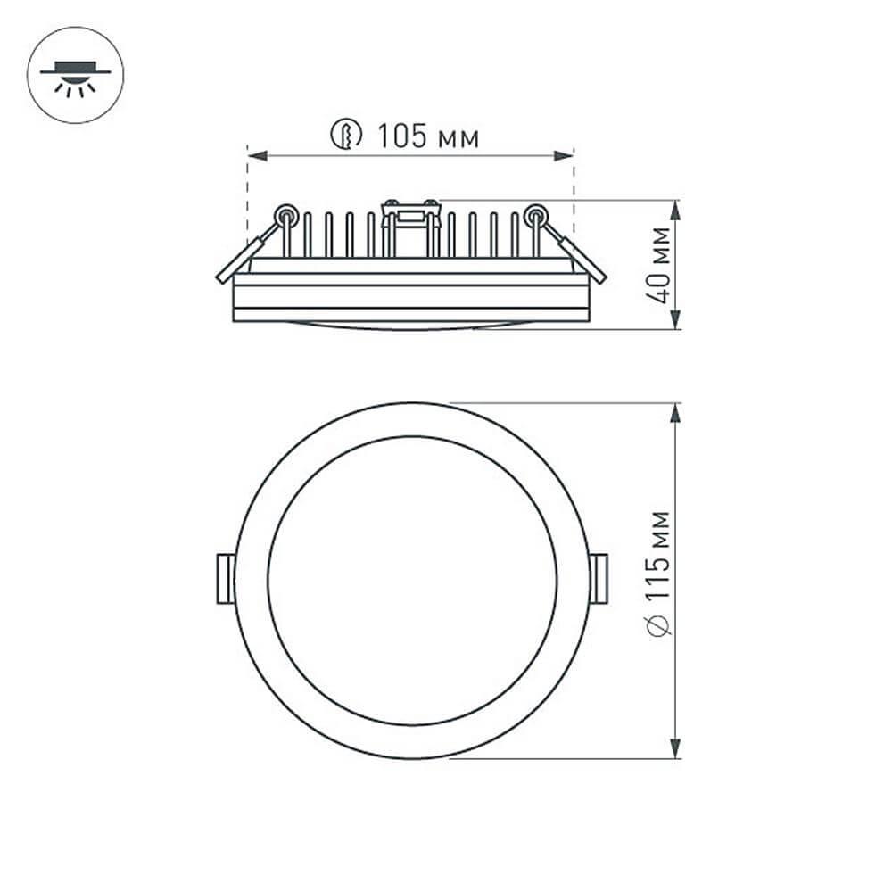 Встраиваемый светодиодный светильник Arlight LTD-115SOL-15W Warm White 020708