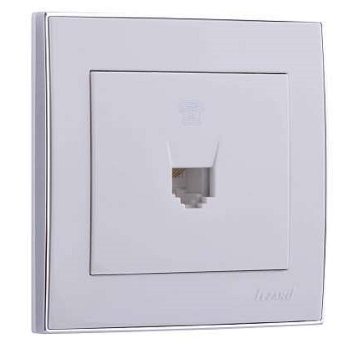 Розетка телефонная евро Lezard Rain белая с бок. вст. хром 703-0225-137