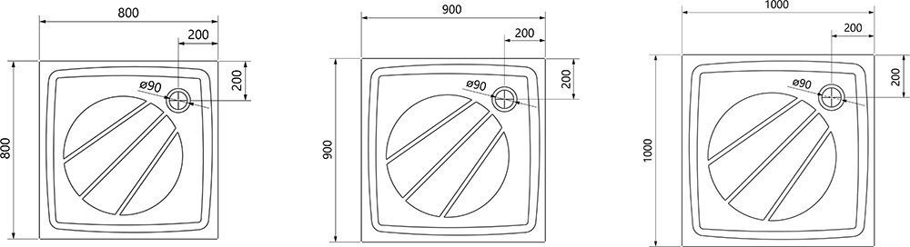 Душевой поддон PERSEUS PRO-90 черный матовый
