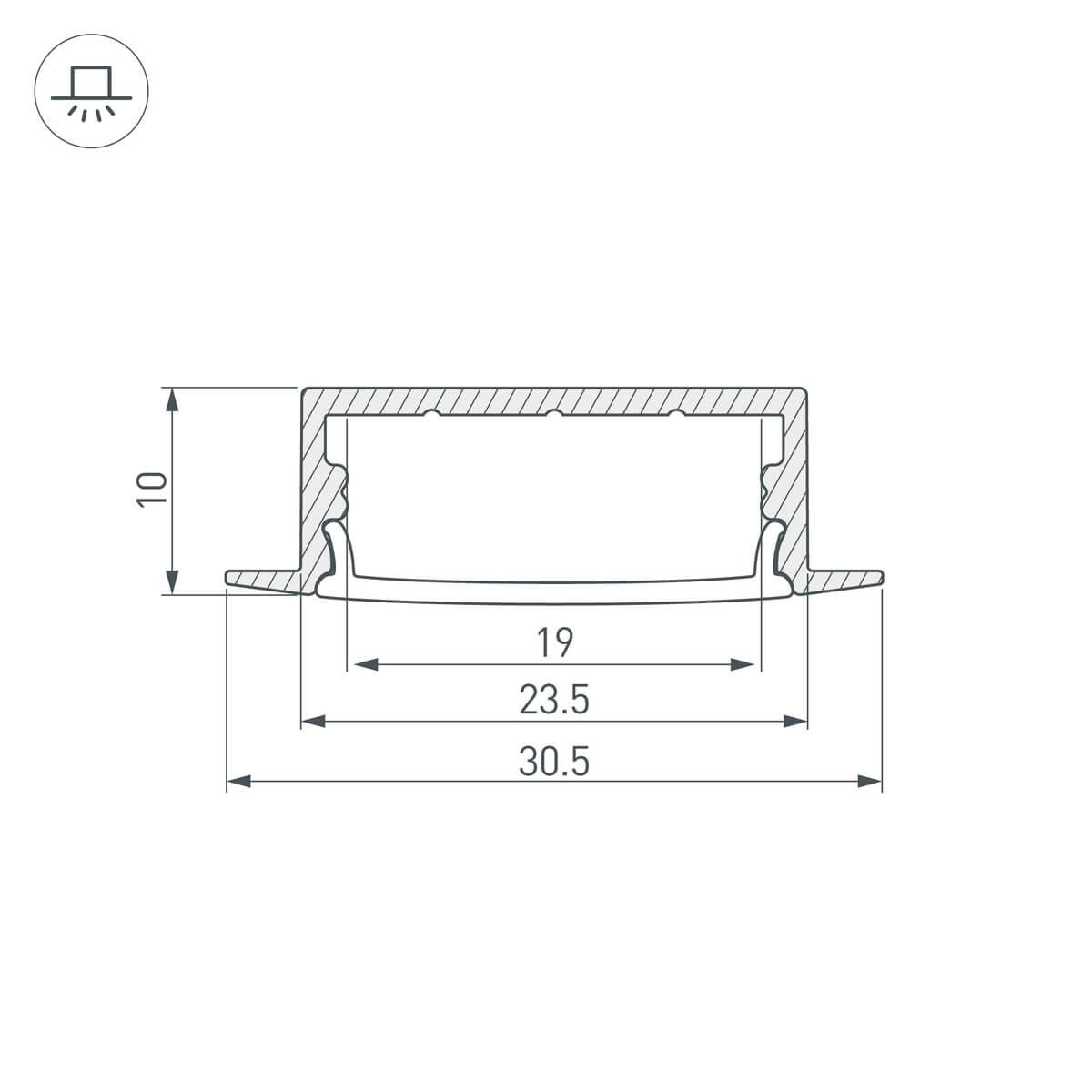 Профиль с экраном Arlight ARH-WIDE-F-H10-2000 ANOD+OPAL 036769