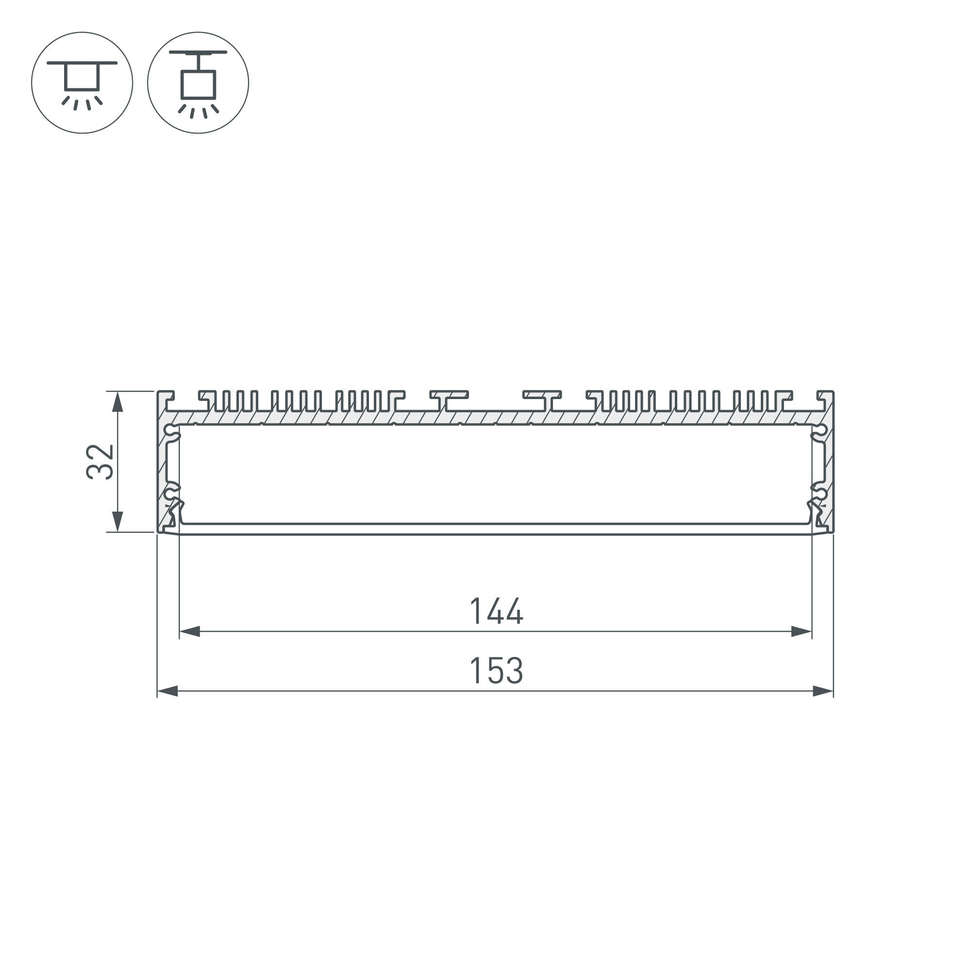 Профиль ARH-POWER-W150-2000 ANOD (Arlight, Алюминий)