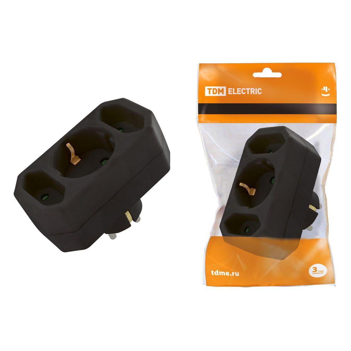 Сетевой разветвитель TDM Electric 3гн с/з черный SQ1806-0301