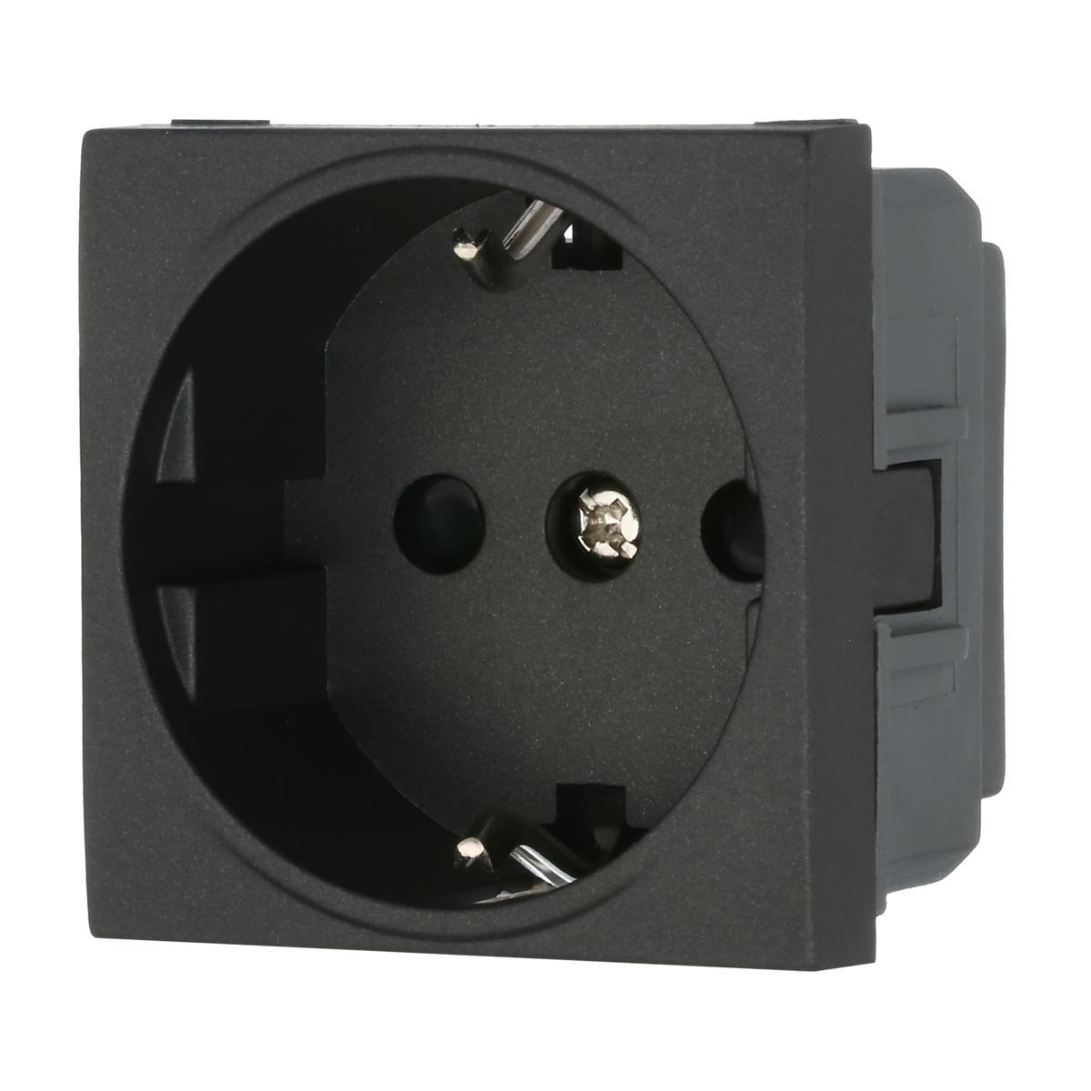 Розетка LK Studio с з/к, со шторками матовая поверхность (черный бархат) LK45 851408-1