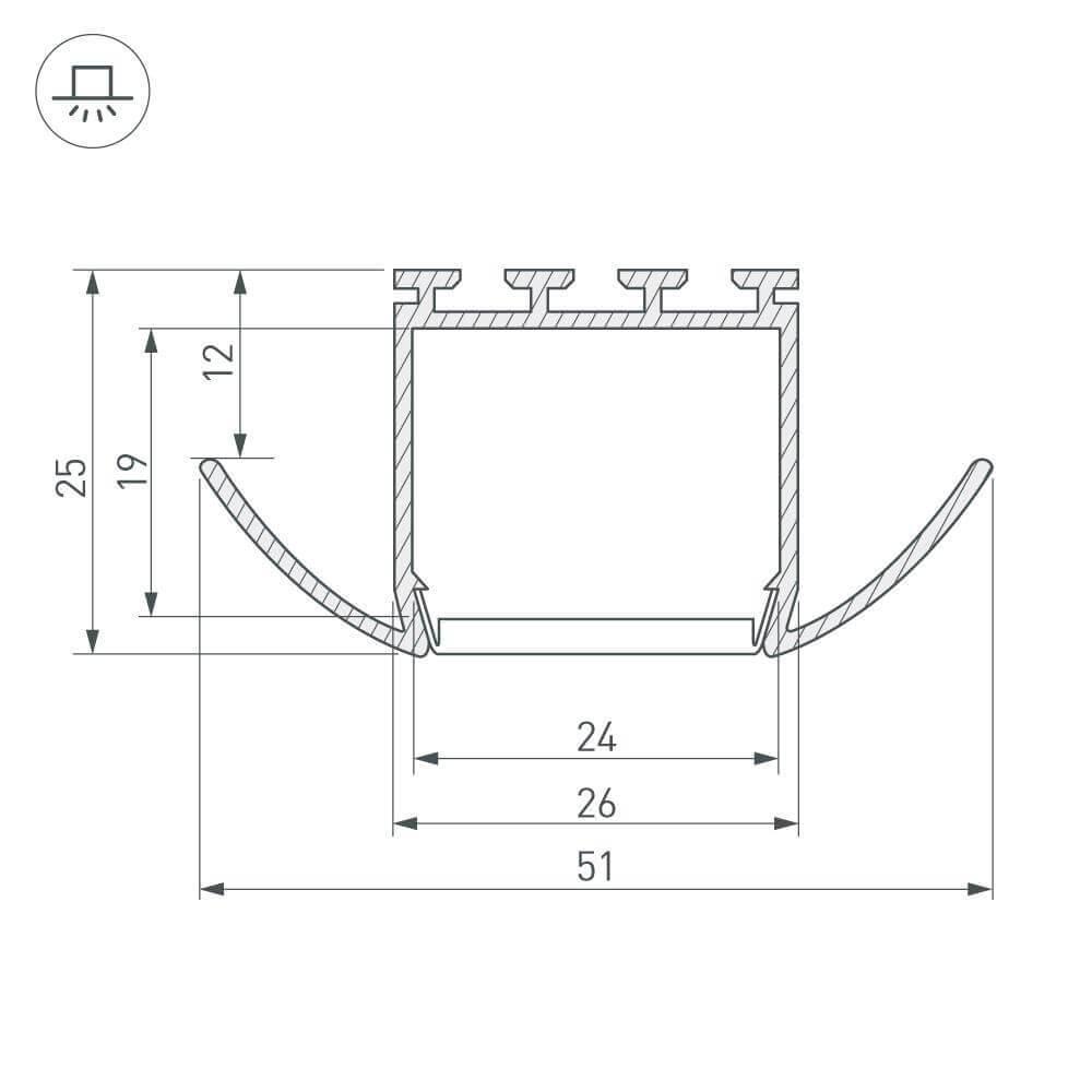 Профиль Arlight PLS-LOCK-H25-FA-2000 ANOD 016444