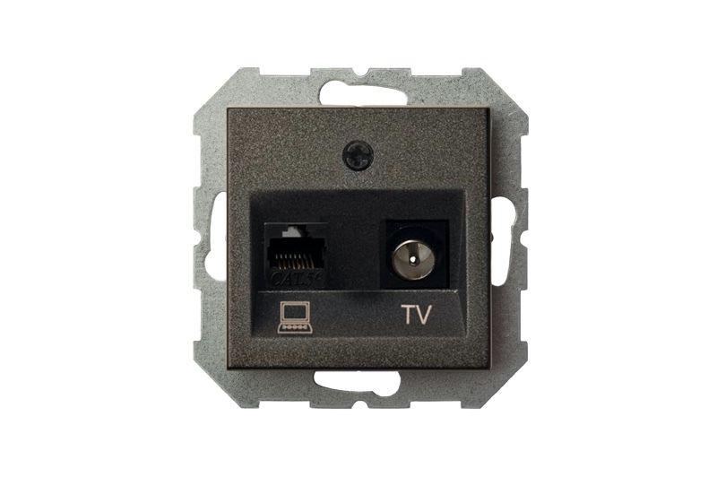 Розетка RJ45/TV Liregus Epsilon антрацит 28-113