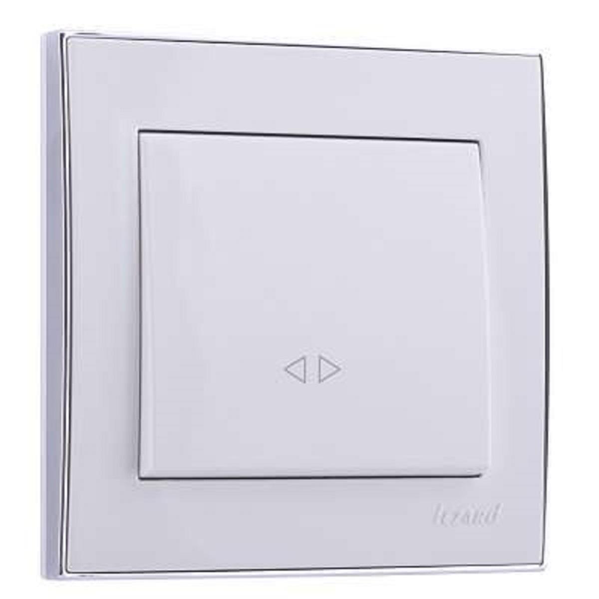 Выключатель промежуточный Lezard Rain белый с бок. вставкой хром 703-0225-107