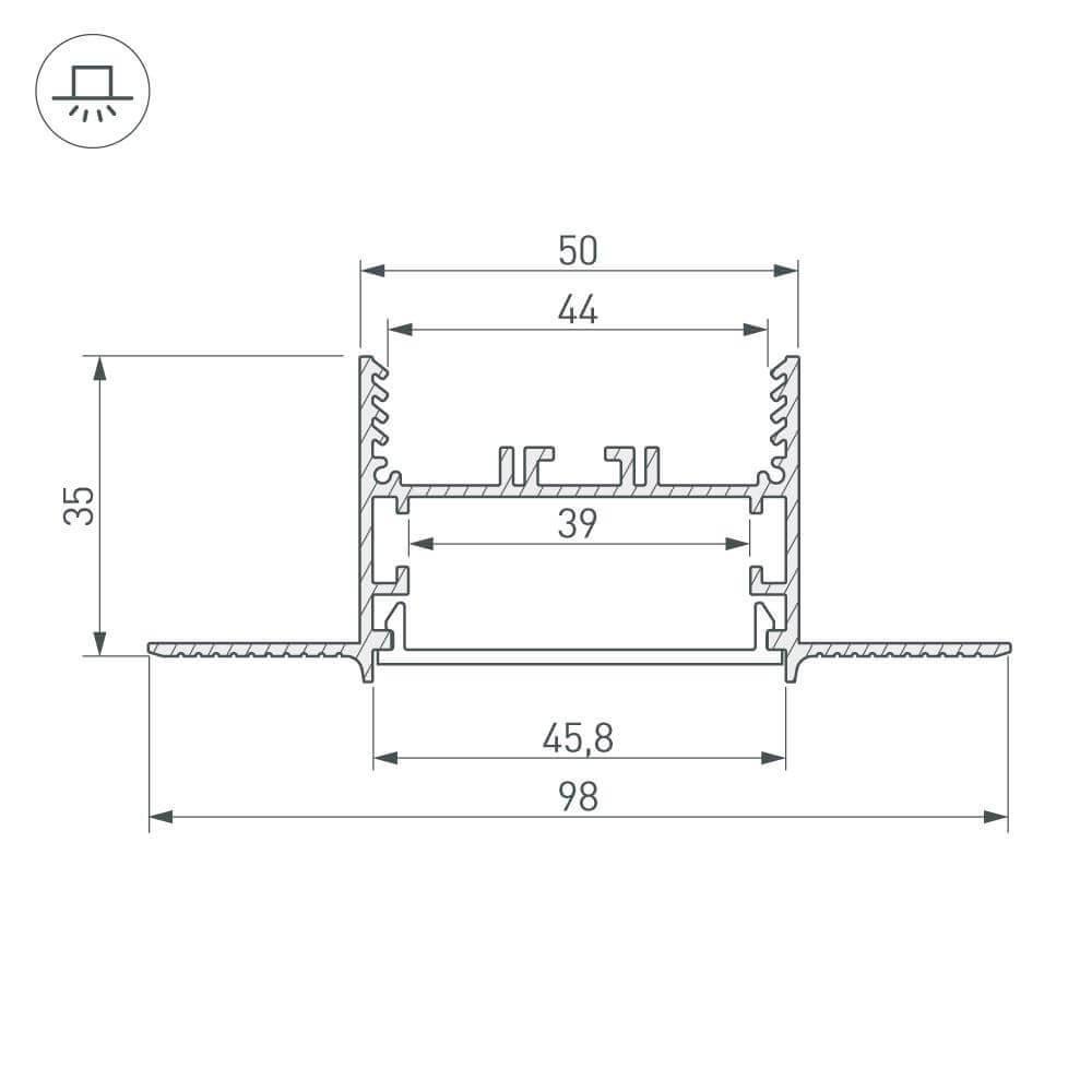 Профиль Arlight SL-LINIA45-FANTOM-2000 ANOD 027160