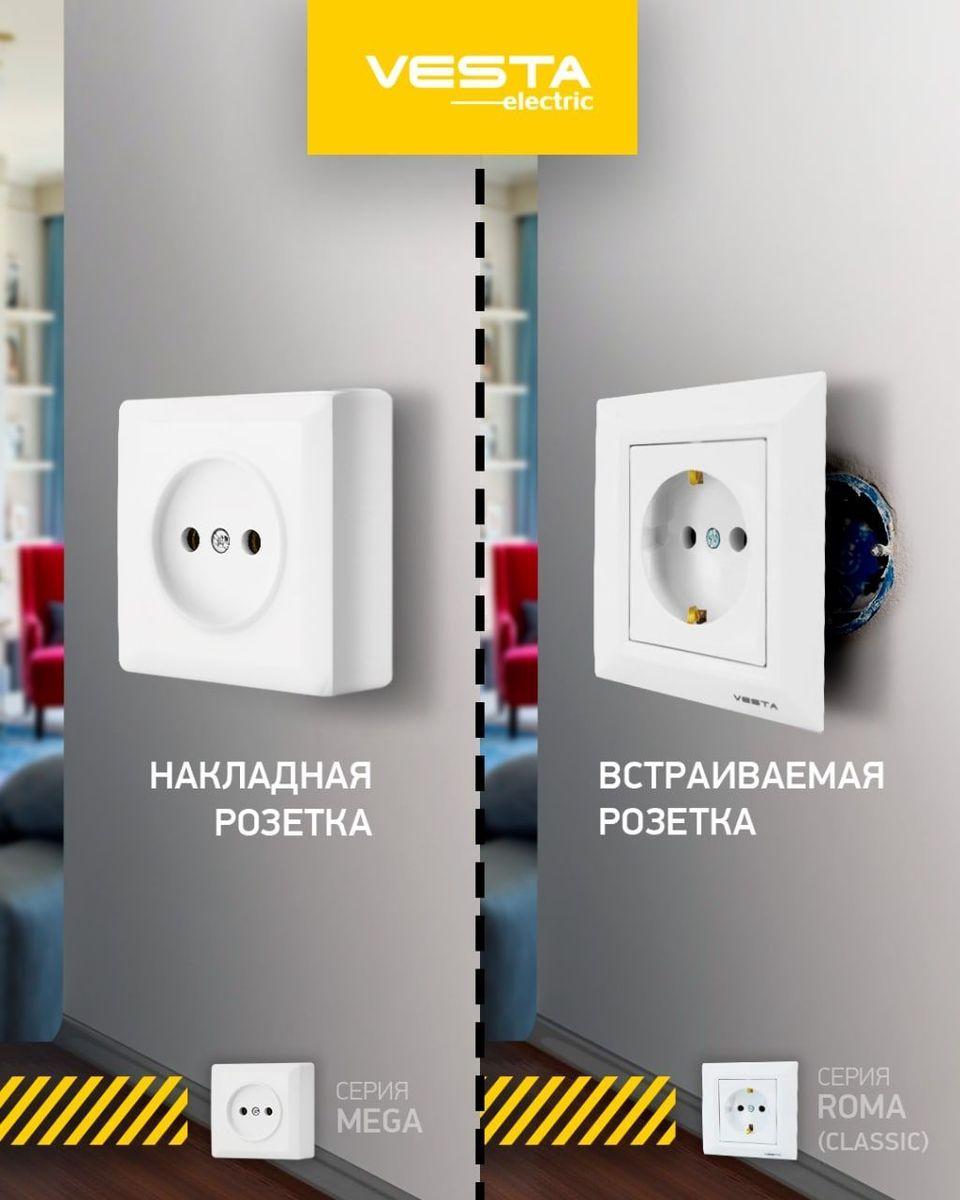 Розетка 2P+E Vesta-Electric Roma белый FRZ00010101BEL