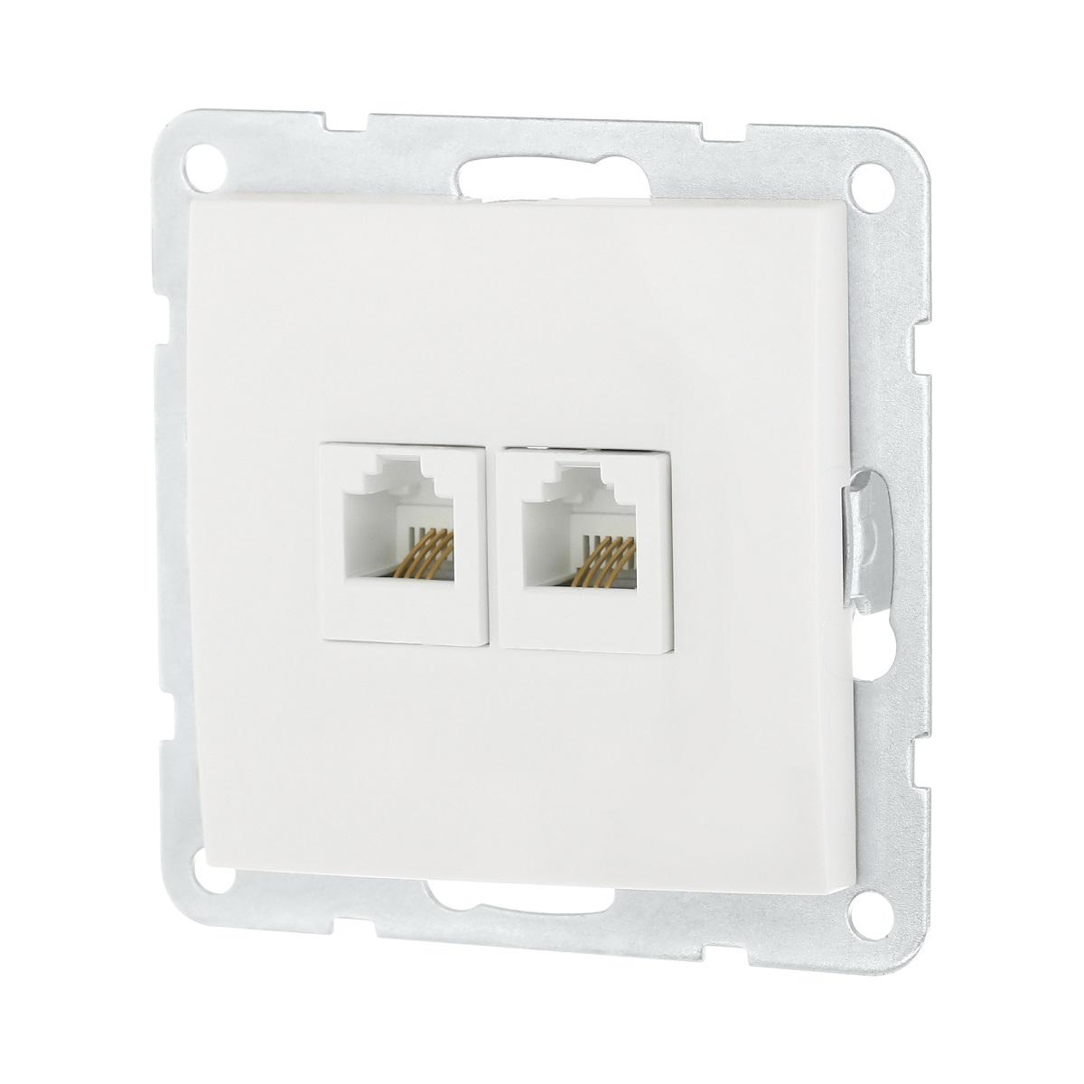 Розетка LK Studio компьютерная 2хRJ-45 кат. 5е с накладкой (белый) LK60 866204-1