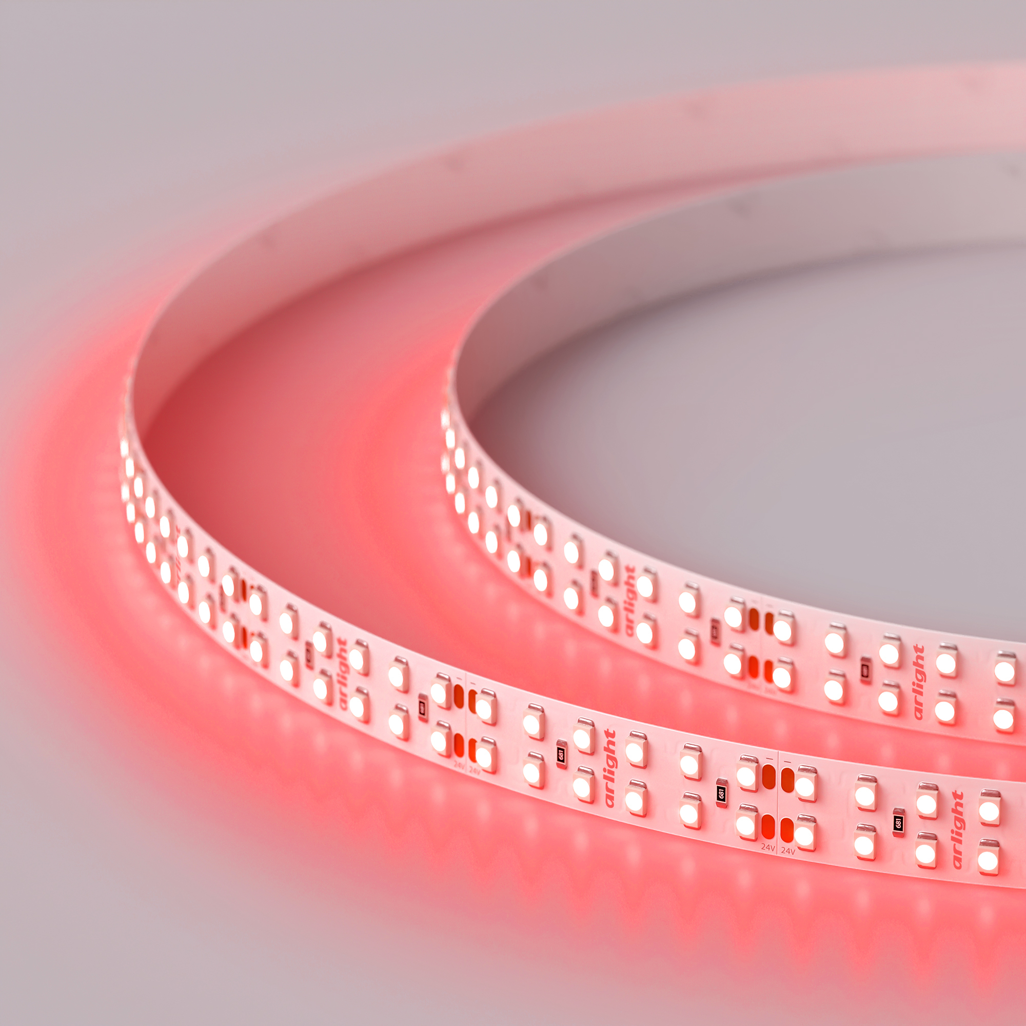 Лента RT 2-5000 24V Red 2x2 (3528, 1200 LED, LUX) (Arlight, 19.2 Вт/м, IP20)