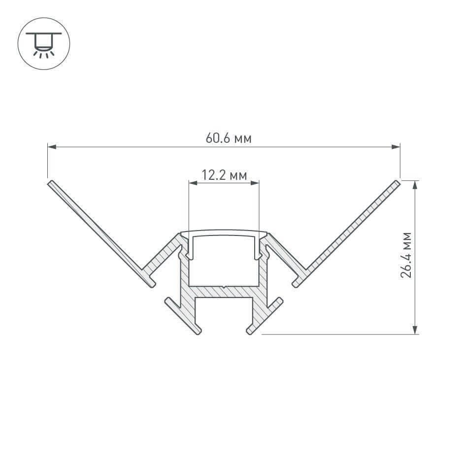 Профиль Arlight ARH-DECORE-S12-INT-2000 ANOD внутренний 023868