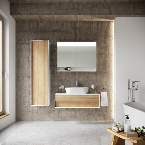 Боковой шкаф SB Step 430 Белый/дуб